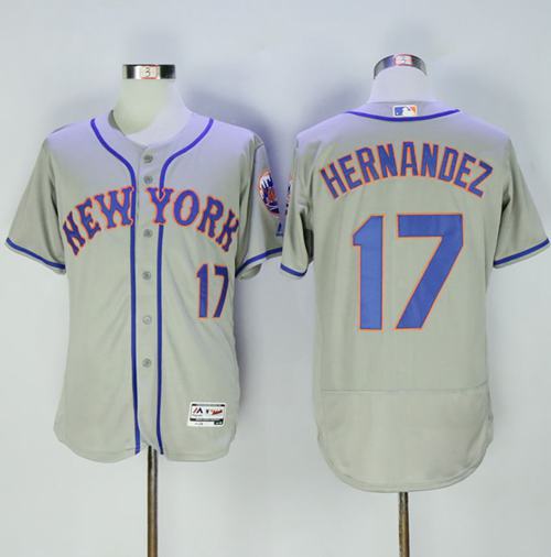 Mets #17 Keith Hernandez Grey Flexbase Authentic Collection Stitched MLB Jersey - Click Image to Close